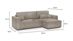 Livia – Ecksofa mit Schlaffunktion, wechselseitig montierbar – Breitcord – Taupe