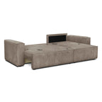 Livia – Ecksofa mit Schlaffunktion, wechselseitig montierbar – Breitcord – Taupe