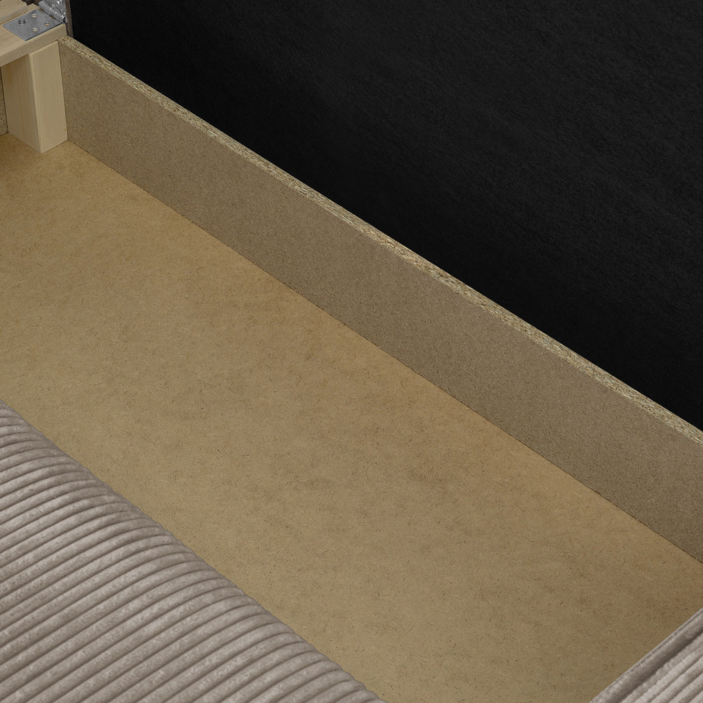 Livia – Ecksofa mit Schlaffunktion, wechselseitig montierbar – Breitcord – Taupe