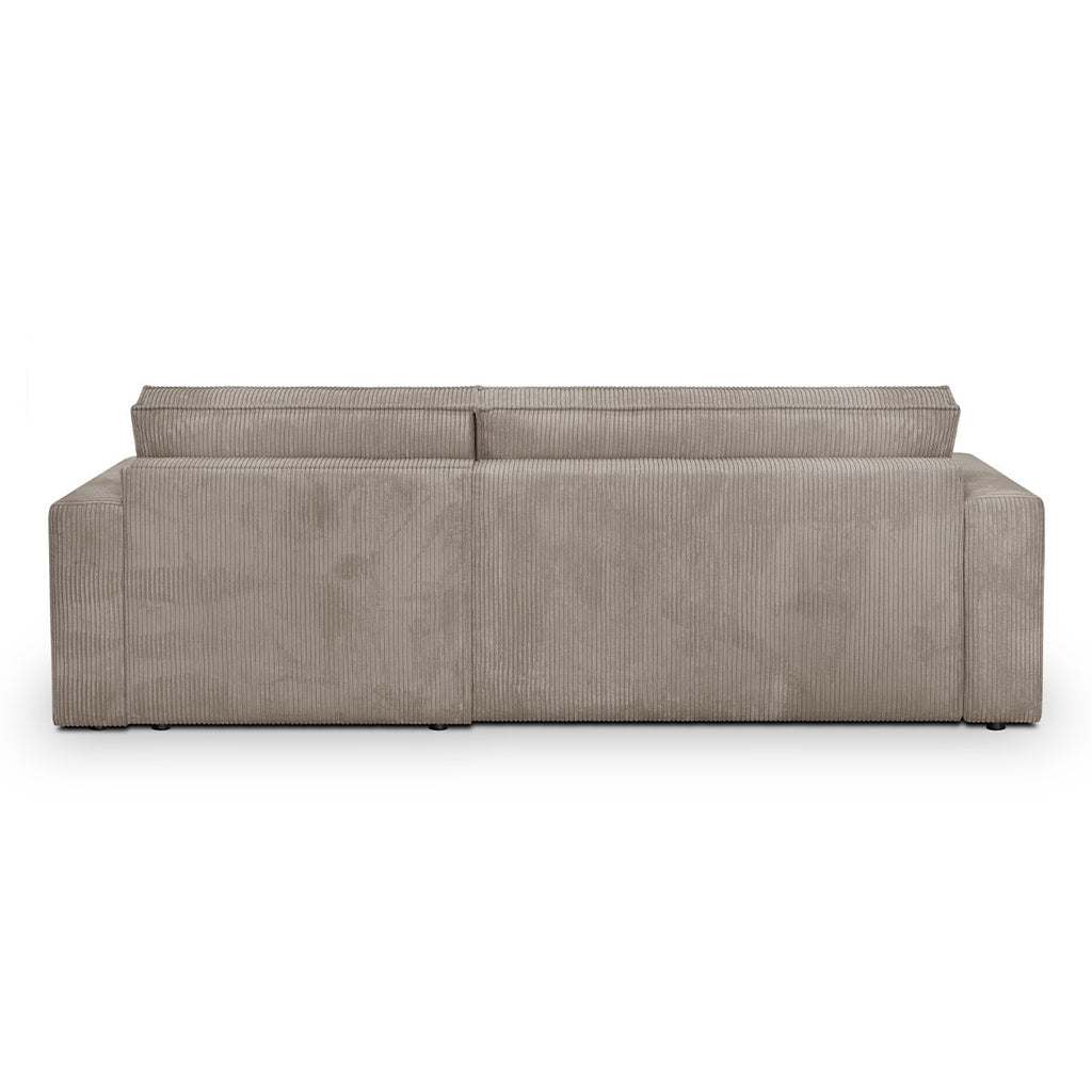 Livia – Ecksofa mit Schlaffunktion, wechselseitig montierbar – Breitcord – Taupe