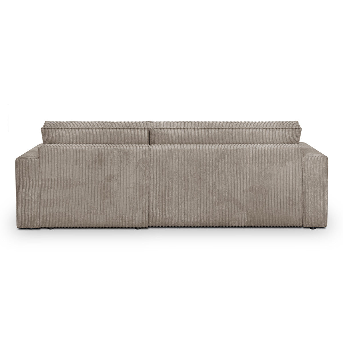 Livia – Ecksofa mit Schlaffunktion, wechselseitig montierbar – Breitcord – Taupe