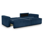 Livia - Canapé d'Angle Convertible Réversible 4 Places avec Coffre de Rangement en Velours Côtelé - Bleu