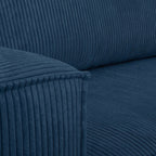 Livia - Canapé d'Angle Convertible Réversible 4 Places avec Coffre de Rangement en Velours Côtelé - Bleu