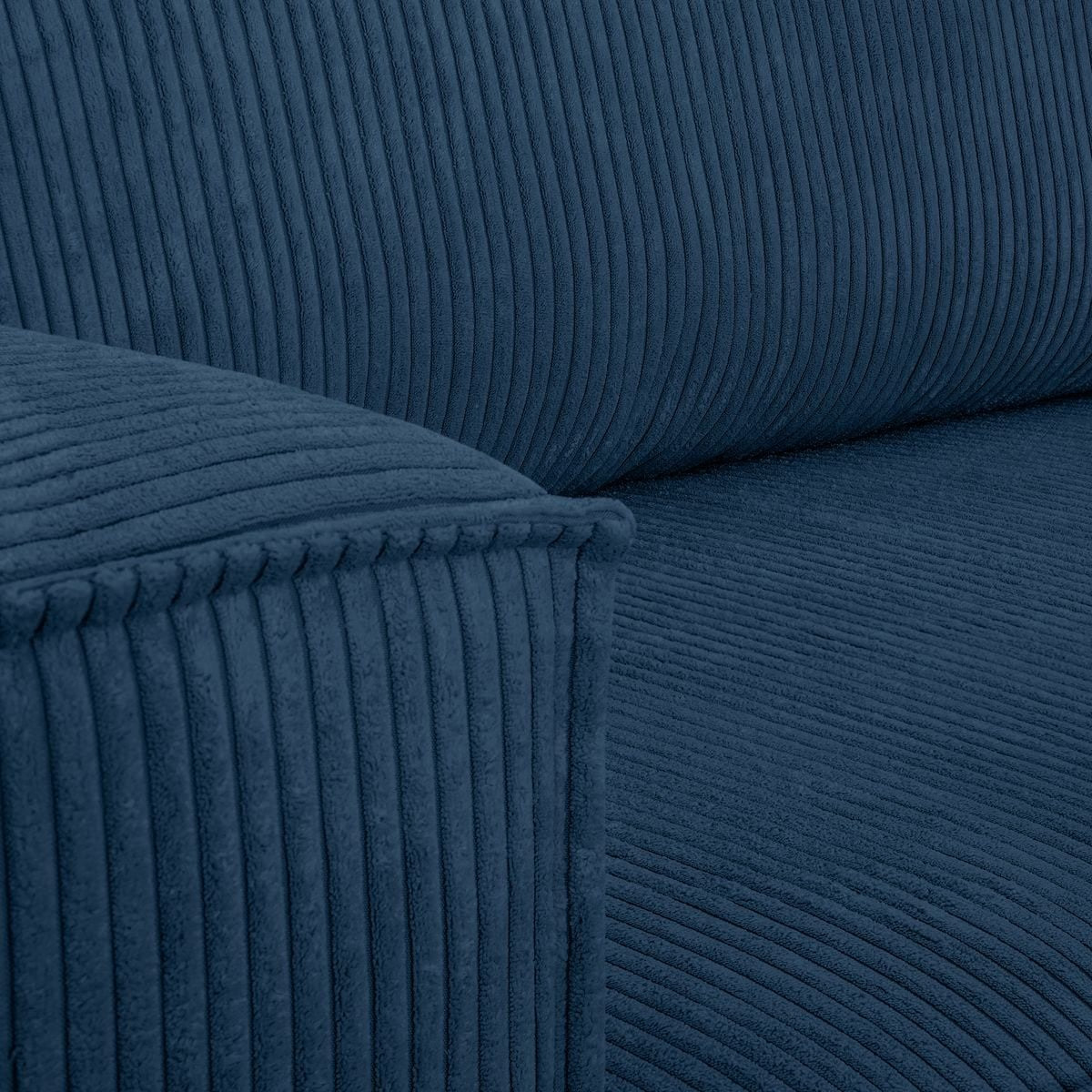 Livia - Canapé d'Angle Convertible Réversible 4 Places avec Coffre de Rangement en Velours Côtelé - Bleu