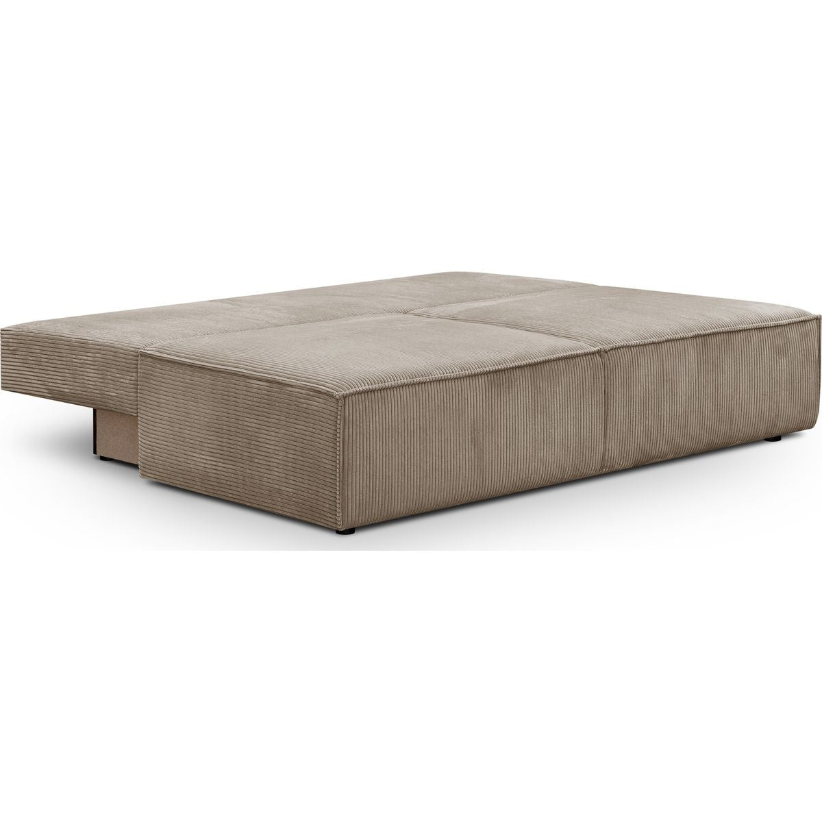 Milla - Canapé Convertible 3 Places avec Coffre de Rangement en Velours Côtelé - Taupe