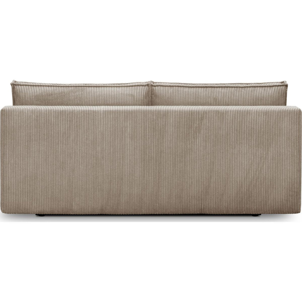 Milla - Canapé Convertible 3 Places avec Coffre de Rangement en Velours Côtelé - Taupe