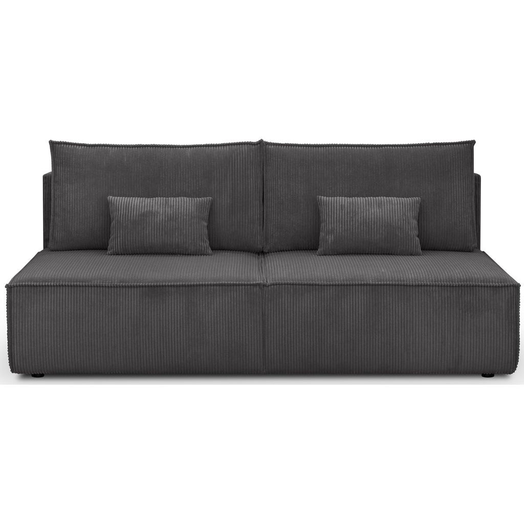 Milla - Canapé Convertible 3 Places avec Coffre de Rangement en Velours Côtelé - Gris Anthracite