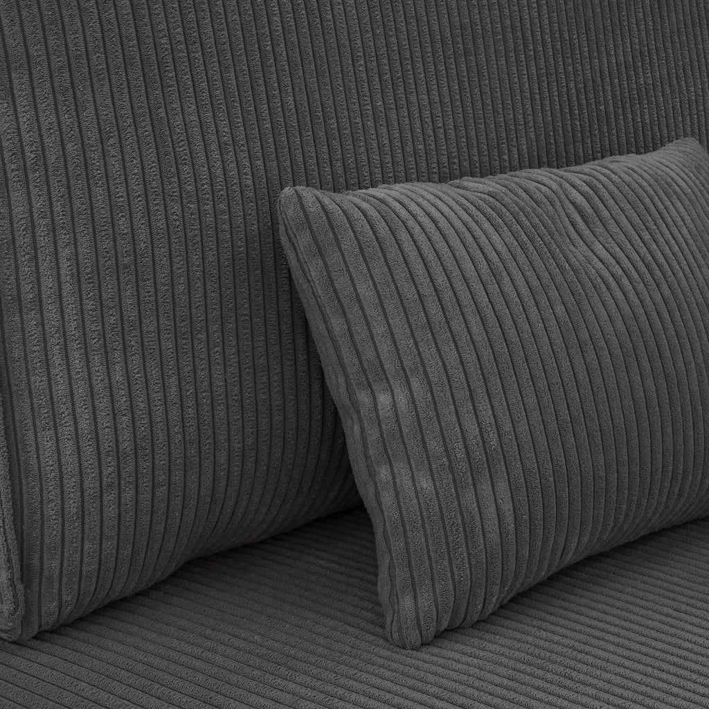 Milla - Canapé Convertible 3 Places avec Coffre de Rangement en Velours Côtelé - Gris Anthracite