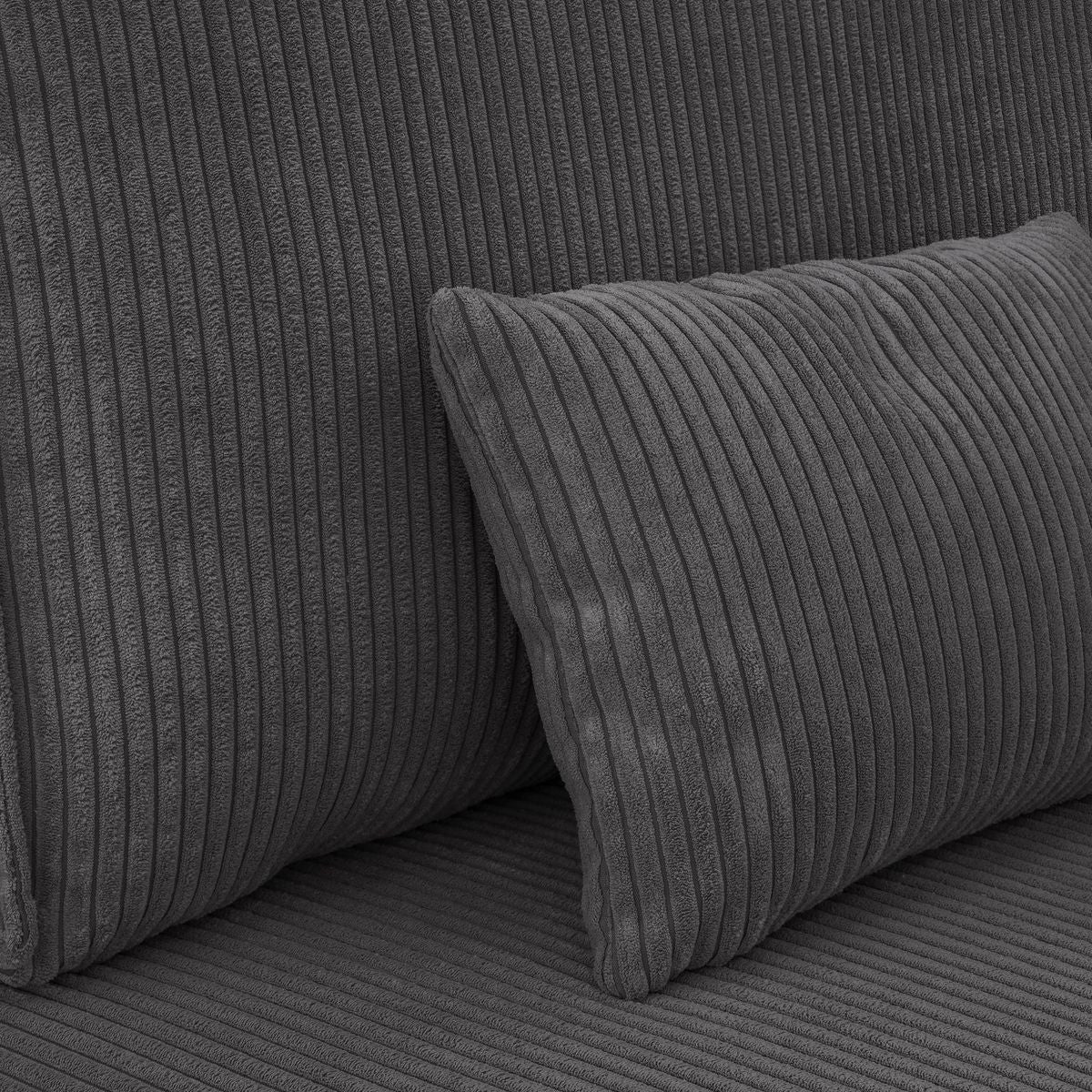 Milla - Canapé Convertible 3 Places avec Coffre de Rangement en Velours Côtelé - Gris Anthracite