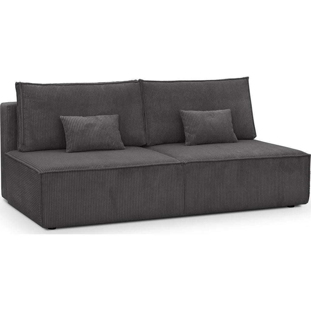 Milla - Canapé Convertible 3 Places avec Coffre de Rangement en Velours Côtelé - Gris Anthracite