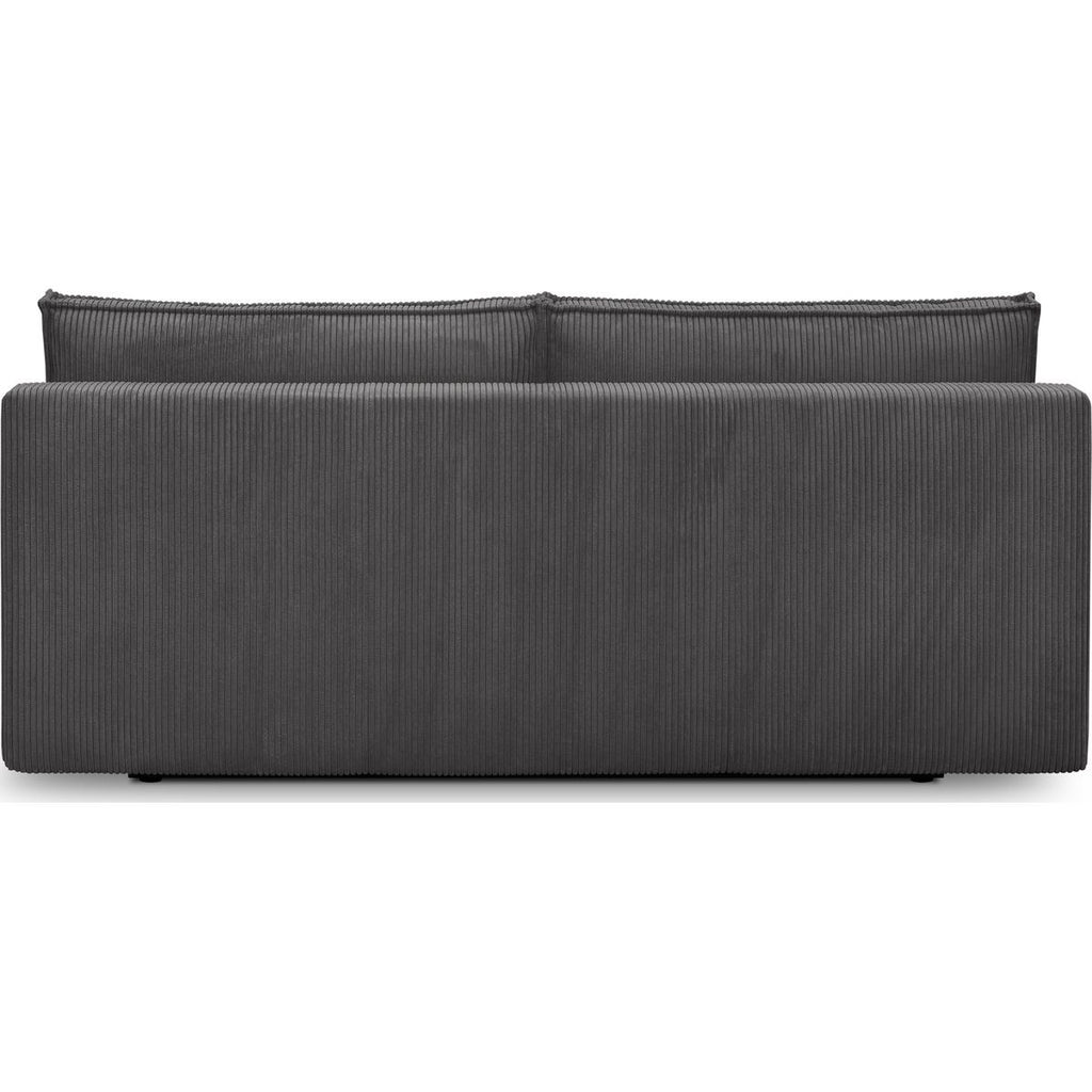 Milla - Canapé Convertible 3 Places avec Coffre de Rangement en Velours Côtelé - Gris Anthracite