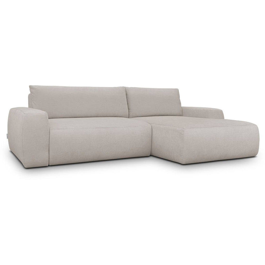 Sonny - Canapé d'Angle Droit Convertible 3 Places en Tissu Chenille - Taupe