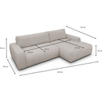 Sonny - Canapé d'Angle Droit Convertible 3 Places en Tissu Chenille - Taupe