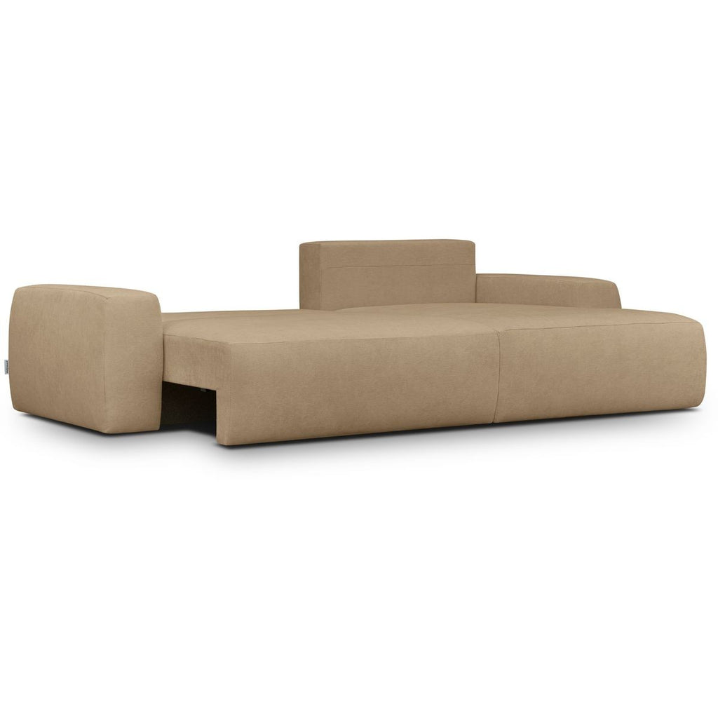 Sonny - Canapé d'Angle Droit Convertible 3 Places en Tissu Chenille - Moka