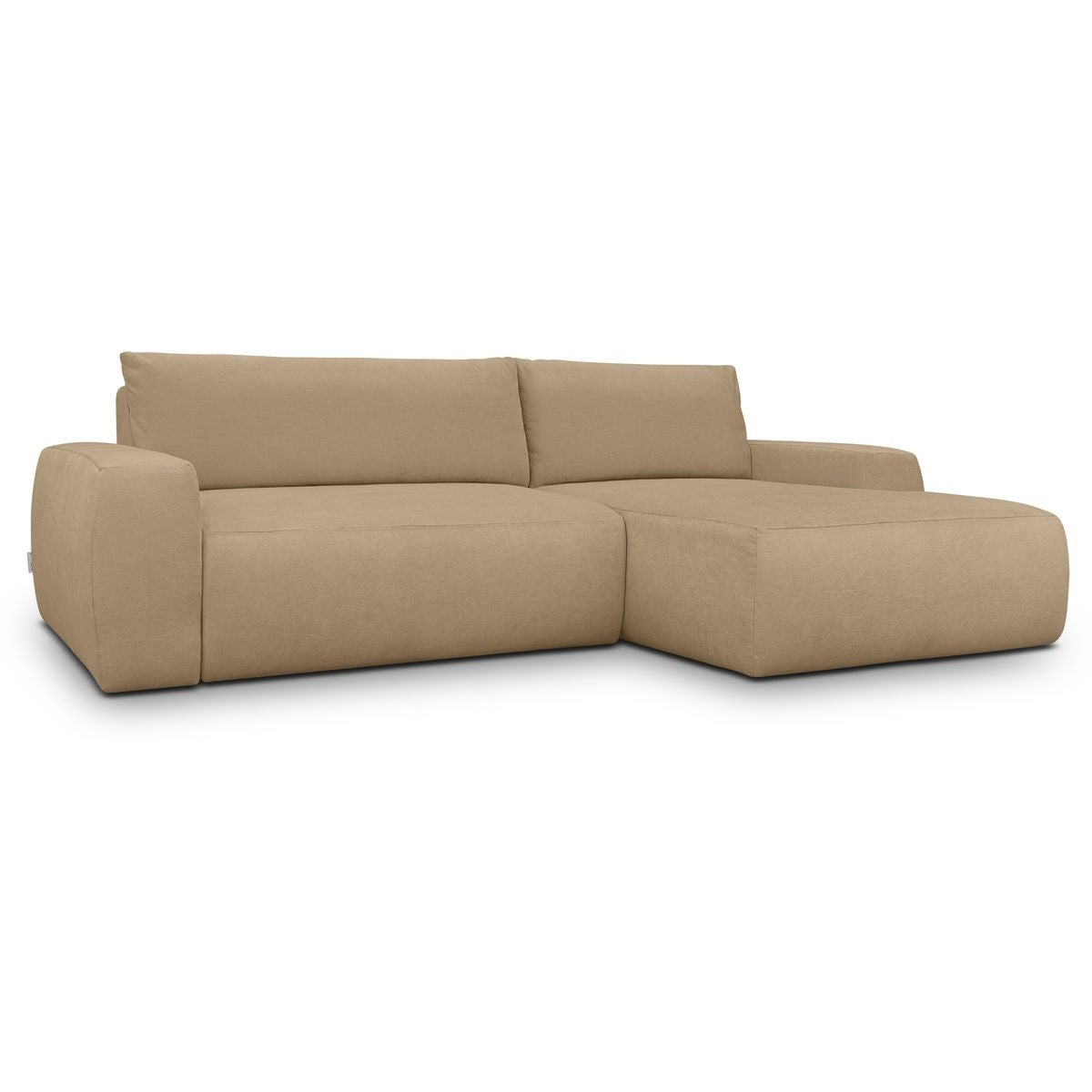 Sonny - Canapé d'Angle Droit Convertible 3 Places en Tissu Chenille - Moka
