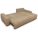 Sonny - Canapé d'Angle Droit Convertible 3 Places en Tissu Chenille - Moka