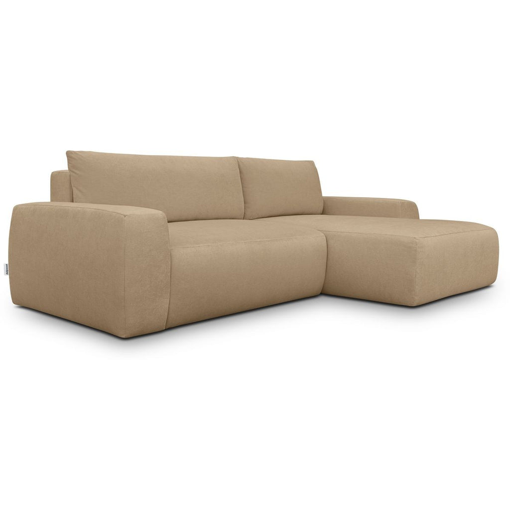 Sonny - Canapé d'Angle Droit Convertible 3 Places en Tissu Chenille - Moka