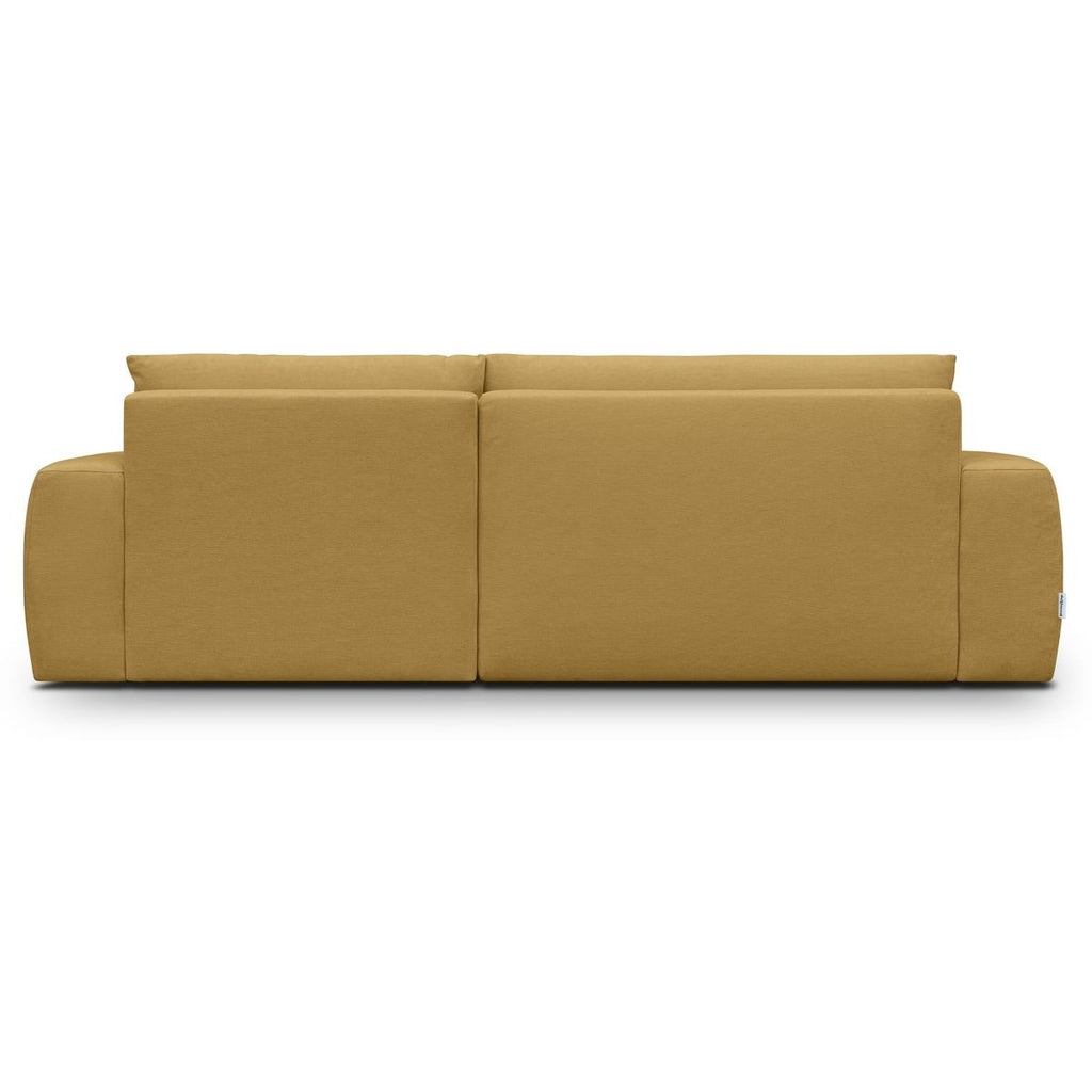 Sonny - Canapé d'Angle Droit Convertible 3 Places en Tissu Chenille - Jaune Moutarde