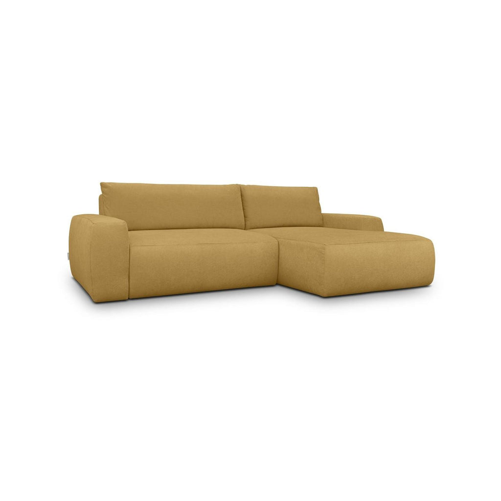 Sonny - Canapé d'Angle Droit Convertible 3 Places en Tissu Chenille - Jaune Moutarde