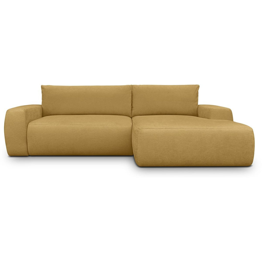 Sonny - Canapé d'Angle Droit Convertible 3 Places en Tissu Chenille - Jaune Moutarde