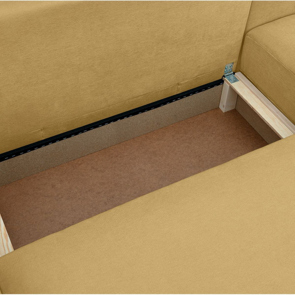 Sonny - Canapé d'Angle Droit Convertible 3 Places en Tissu Chenille - Jaune Moutarde