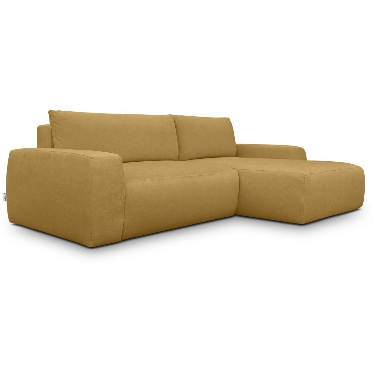 Sonny - Canapé d'Angle Droit Convertible 3 Places en Tissu Chenille - Jaune Moutarde