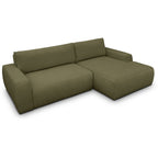 Sonny - Canapé d'Angle Droit Convertible 3 Places en Tissu Chenille - Vert Kaki