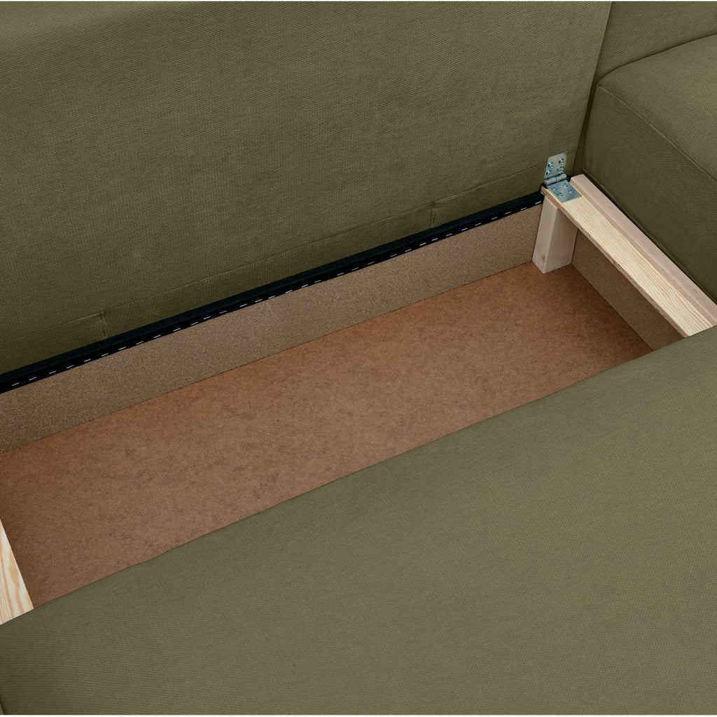 Sonny - Canapé d'Angle Droit Convertible 3 Places en Tissu Chenille - Vert Kaki