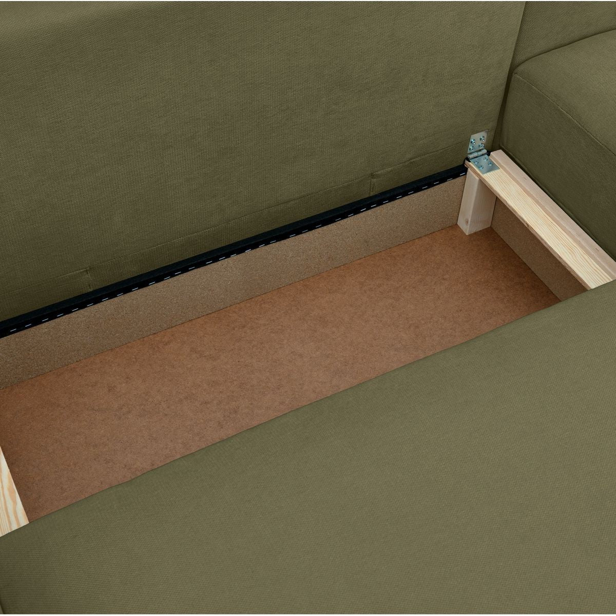 Sonny - Canapé d'Angle Droit Convertible 3 Places en Tissu Chenille - Vert Kaki