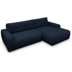 Sonny - Canapé d'Angle Droit Convertible 3 Places en Tissu Chenille - Bleu Foncé