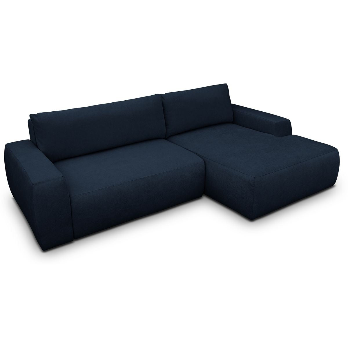 Sonny - Canapé d'Angle Droit Convertible 3 Places en Tissu Chenille - Bleu Foncé
