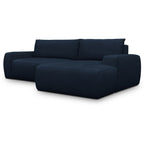 Sonny - Canapé d'Angle Droit Convertible 3 Places en Tissu Chenille - Bleu Foncé
