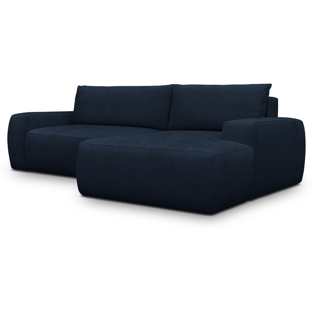 Sonny - Canapé d'Angle Droit Convertible 3 Places en Tissu Chenille - Bleu Foncé
