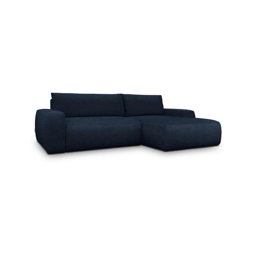 Sonny - Canapé d'Angle Droit Convertible 3 Places en Tissu Chenille - Bleu Foncé