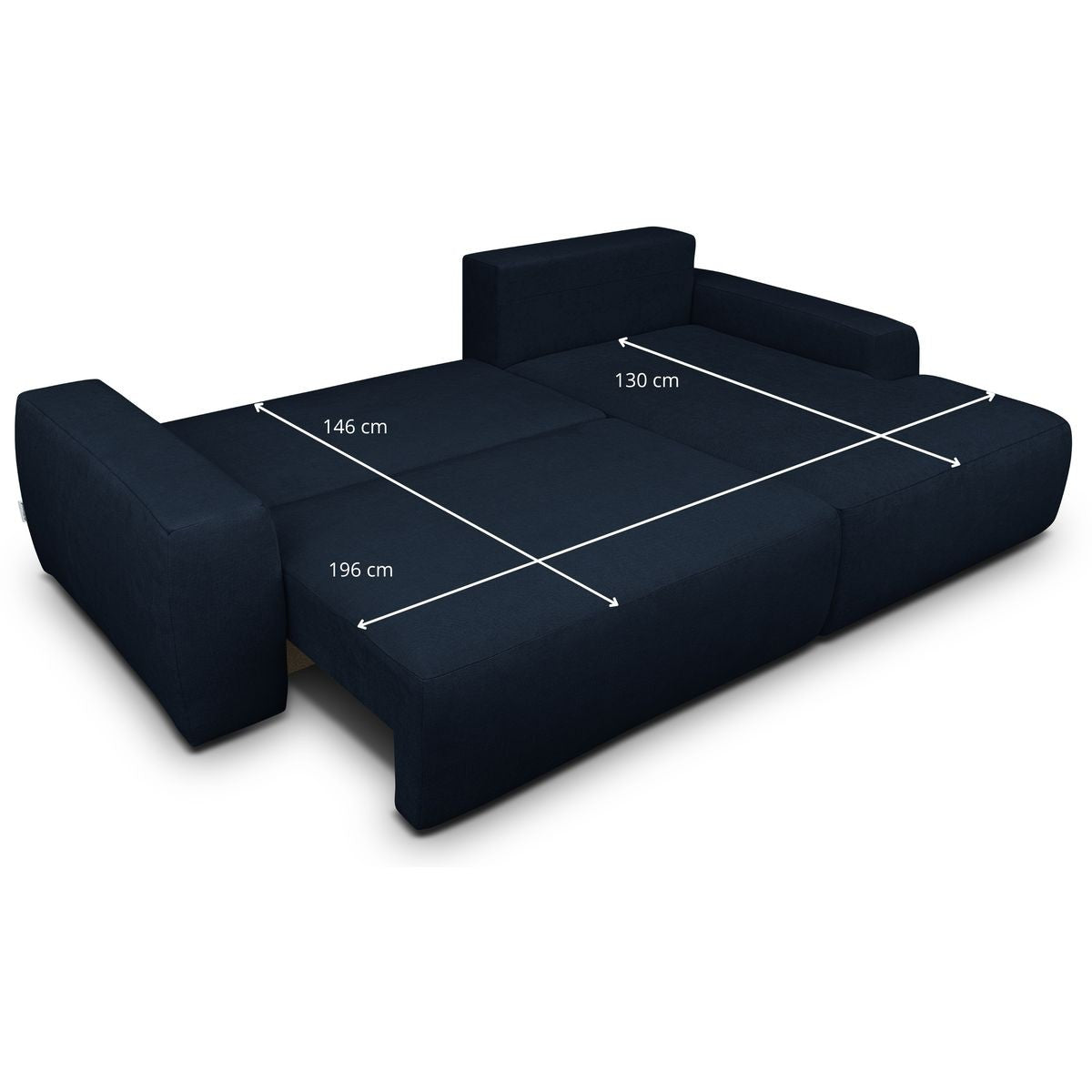 Sonny - Canapé d'Angle Droit Convertible 3 Places en Tissu Chenille - Bleu Foncé