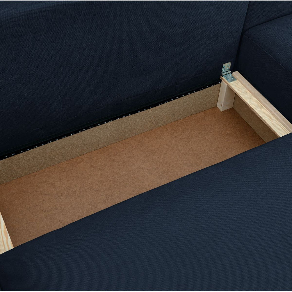 Sonny - Canapé d'Angle Droit Convertible 3 Places en Tissu Chenille - Bleu Foncé