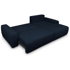 Sonny - Canapé d'Angle Droit Convertible 3 Places en Tissu Chenille - Bleu Foncé