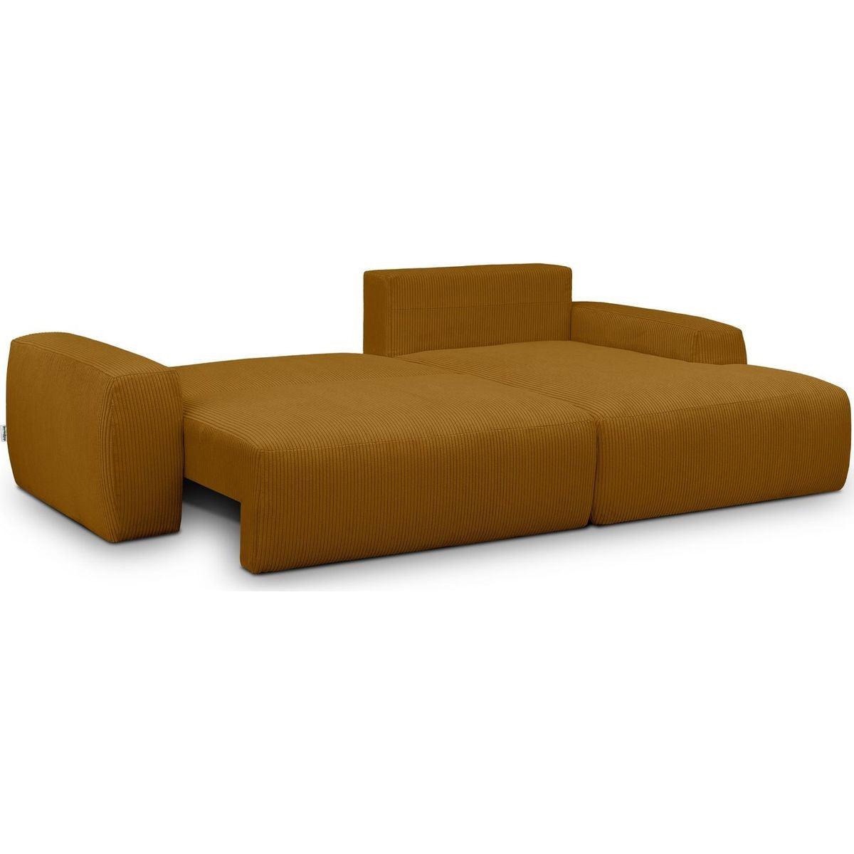 Sonny - Canapé d'Angle Droit Convertible 3 Places en Velours Côtelé - Jaune Moutarde