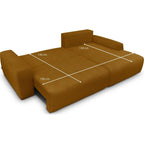 Sonny - Canapé d'Angle Droit Convertible 3 Places en Velours Côtelé - Jaune Moutarde