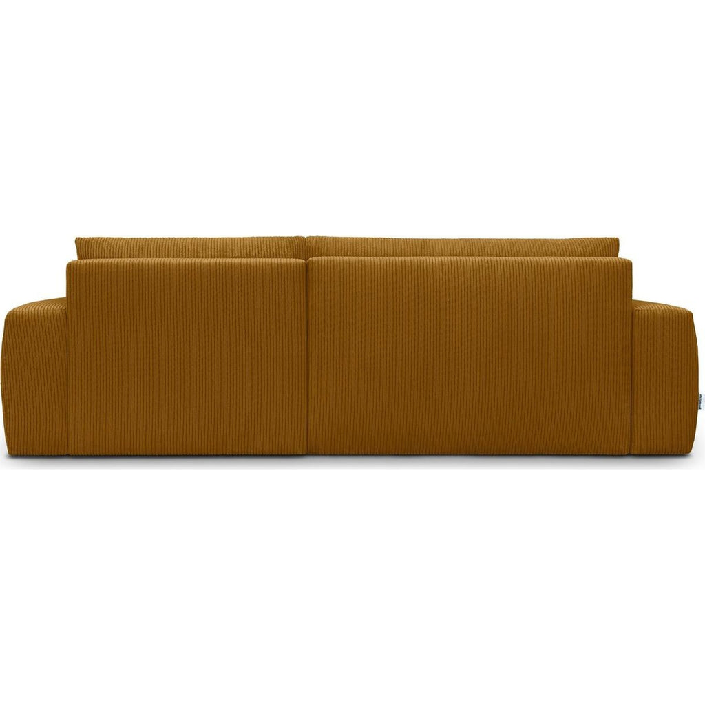 Sonny - Canapé d'Angle Droit Convertible 3 Places en Velours Côtelé - Jaune Moutarde