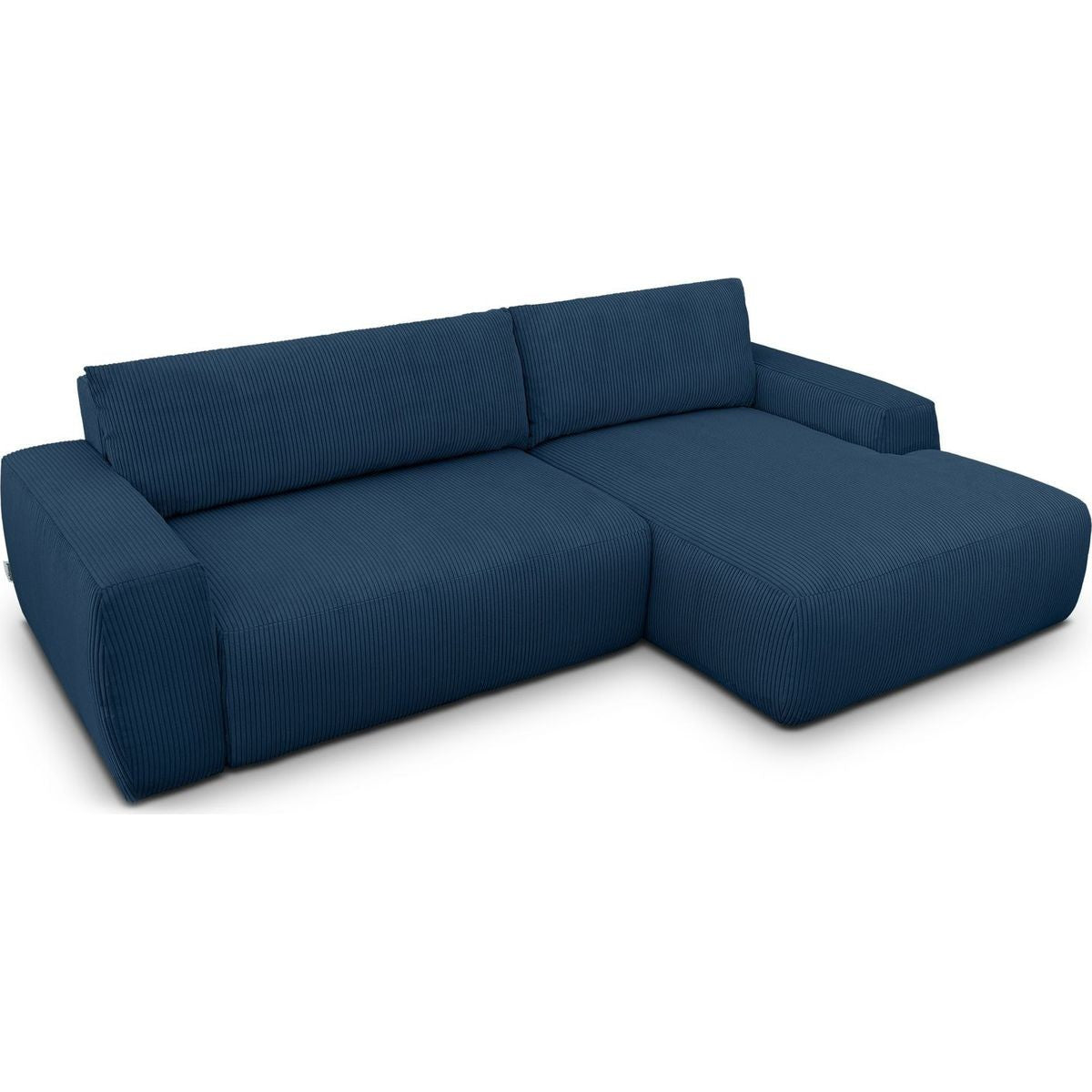 Sonny - Canapé d'Angle Droit Convertible 3 Places en Velours Côtelé - Bleu