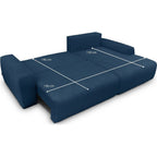 Sonny - Canapé d'Angle Droit Convertible 3 Places en Velours Côtelé - Bleu