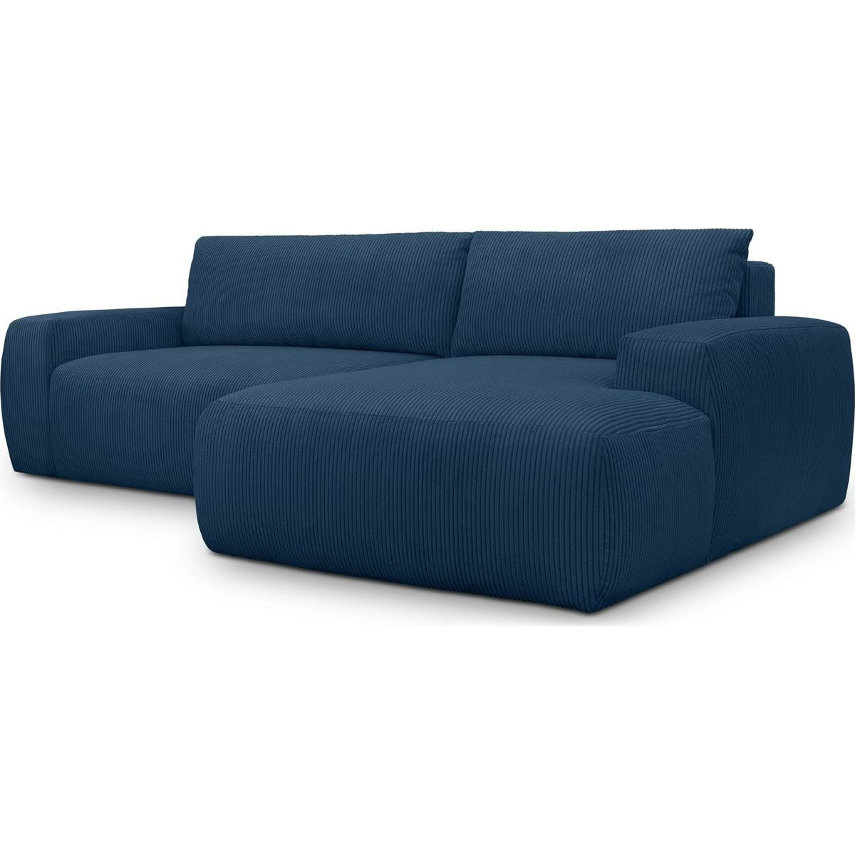 Sonny - Canapé d'Angle Droit Convertible 3 Places en Velours Côtelé - Bleu