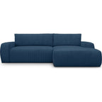 Sonny - Canapé d'Angle Droit Convertible 3 Places en Velours Côtelé - Bleu