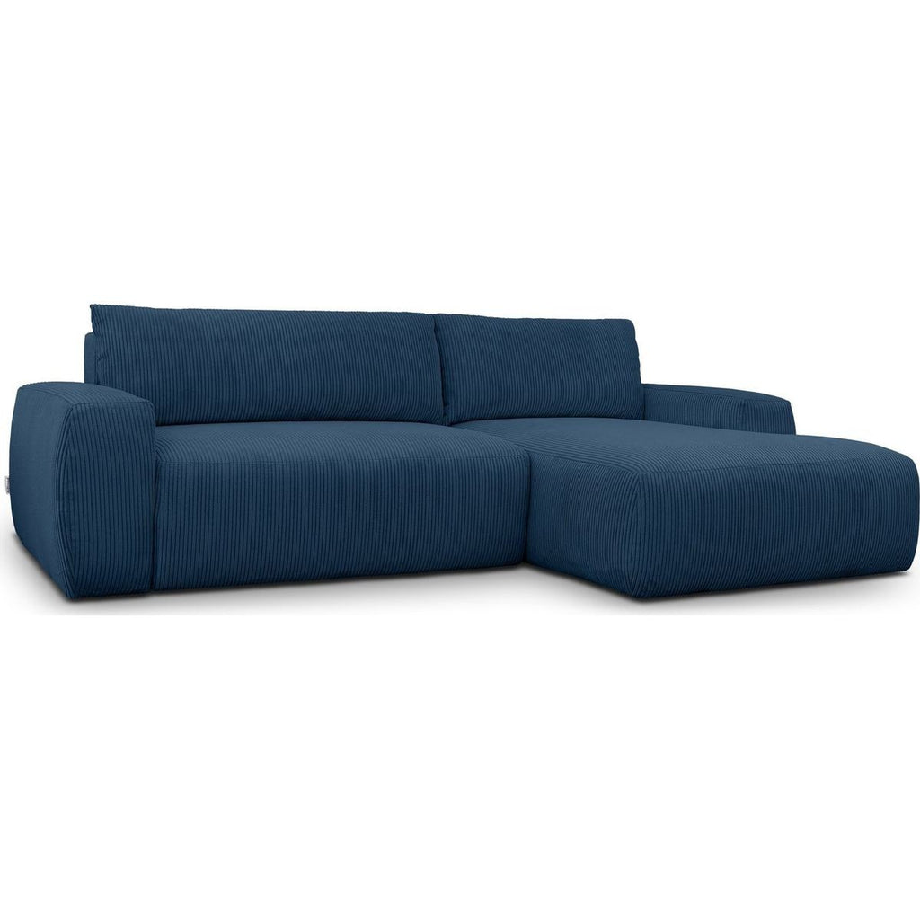 Sonny - Canapé d'Angle Droit Convertible 3 Places en Velours Côtelé - Bleu