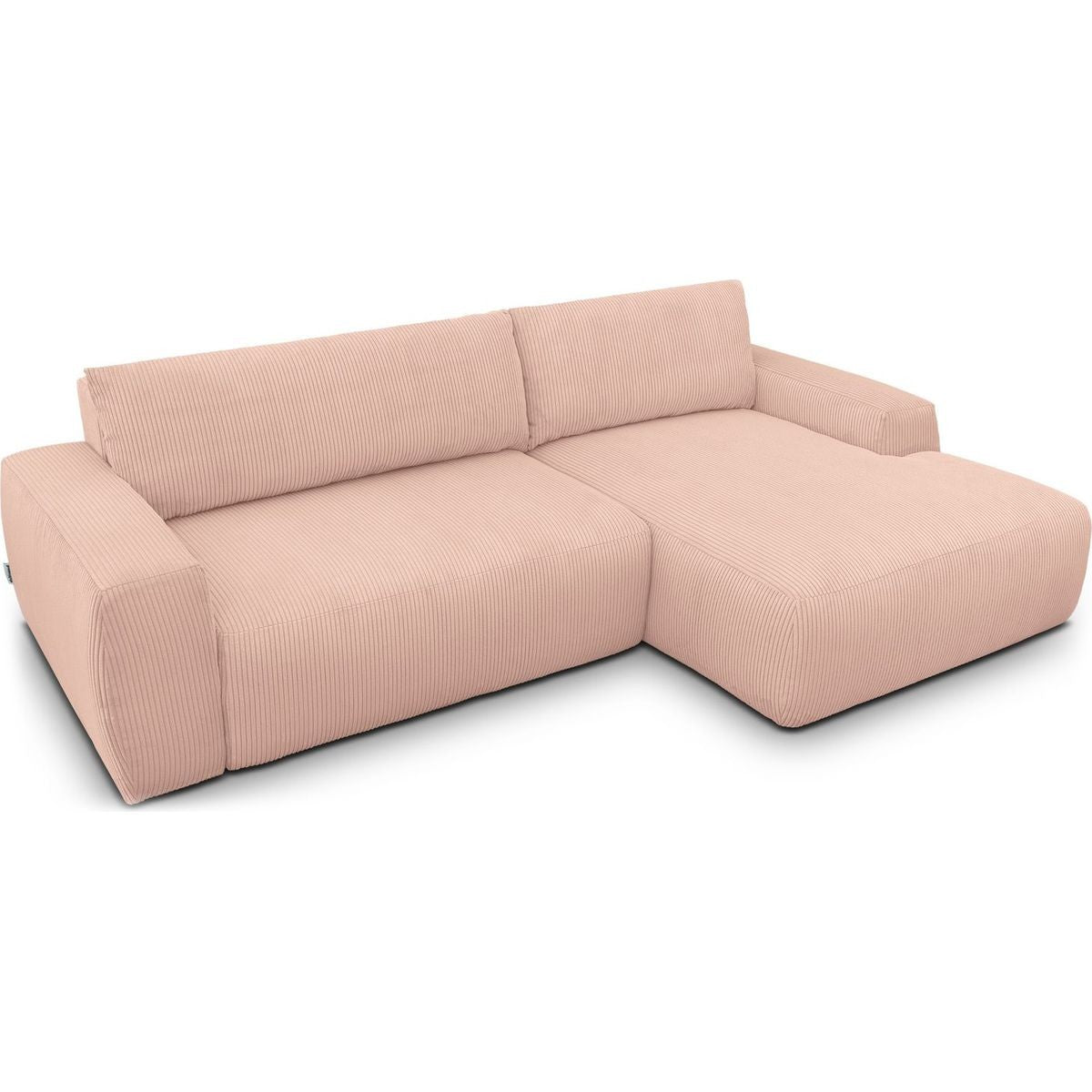 Sonny - Canapé d'Angle Droit Convertible 3 Places en Velours Côtelé - Rose Pâle