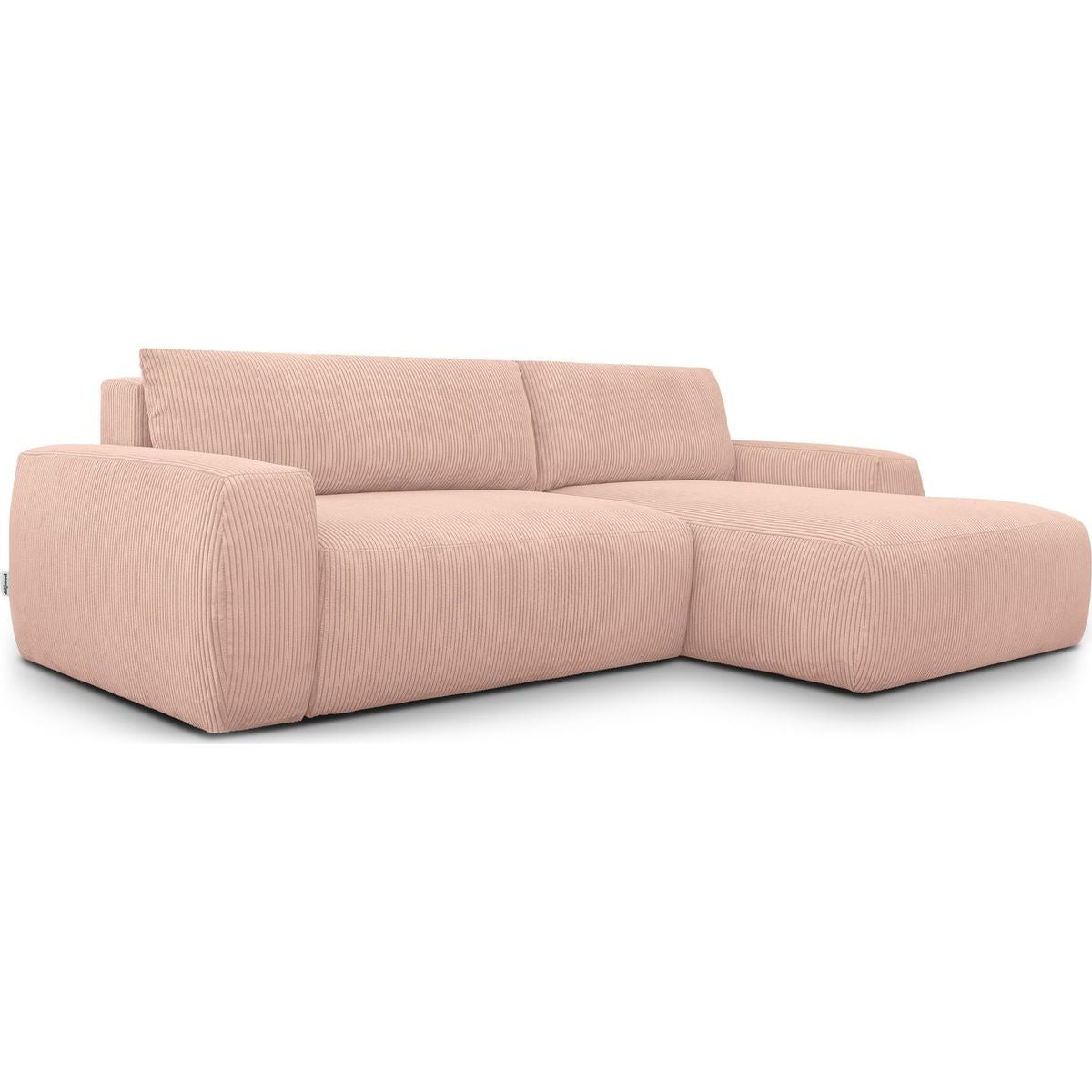 Sonny - Canapé d'Angle Droit Convertible 3 Places en Velours Côtelé - Rose Pâle