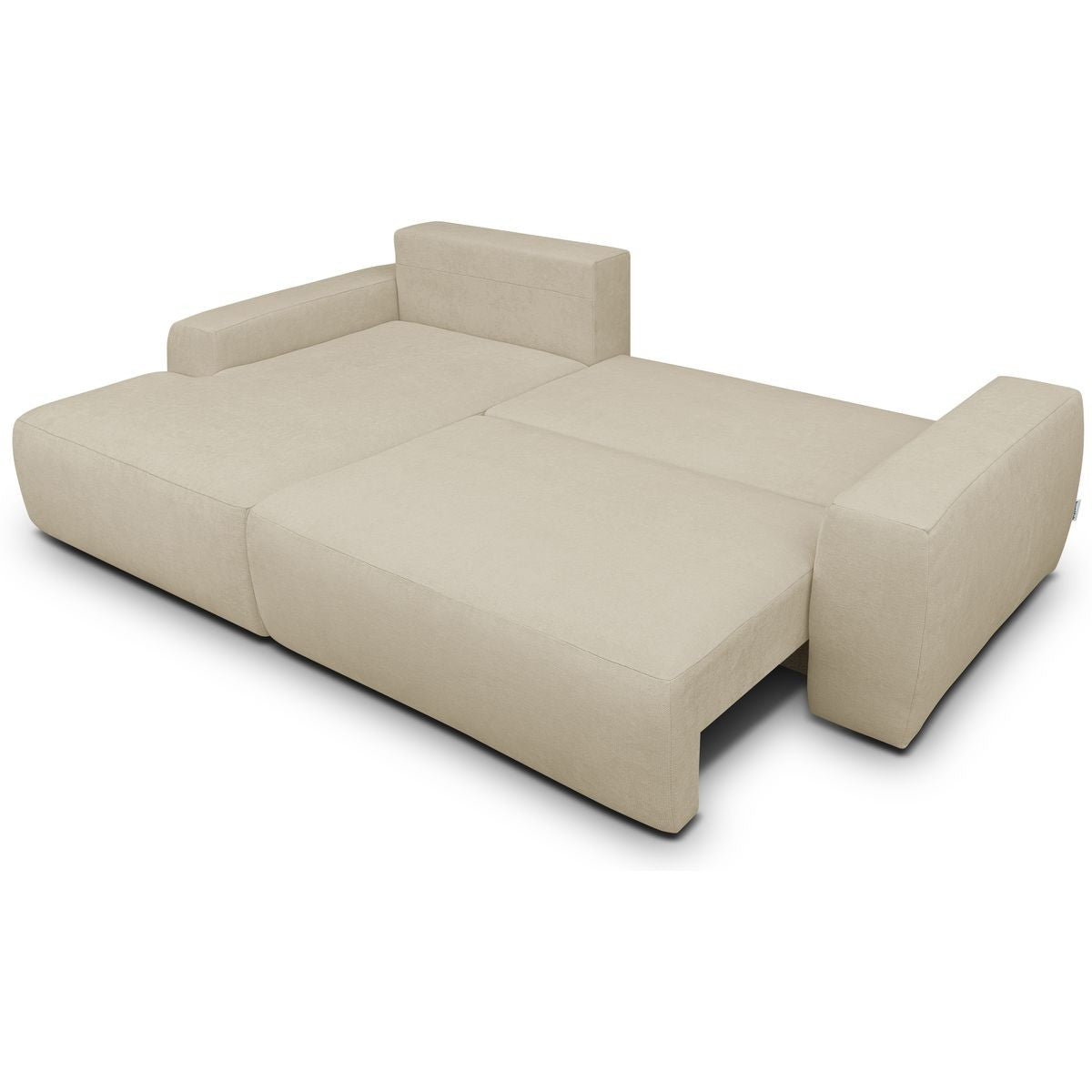 Sonny - Canapé d'Angle Gauche Convertible 3 Places en Tissu Chenille - Beige Foncé
