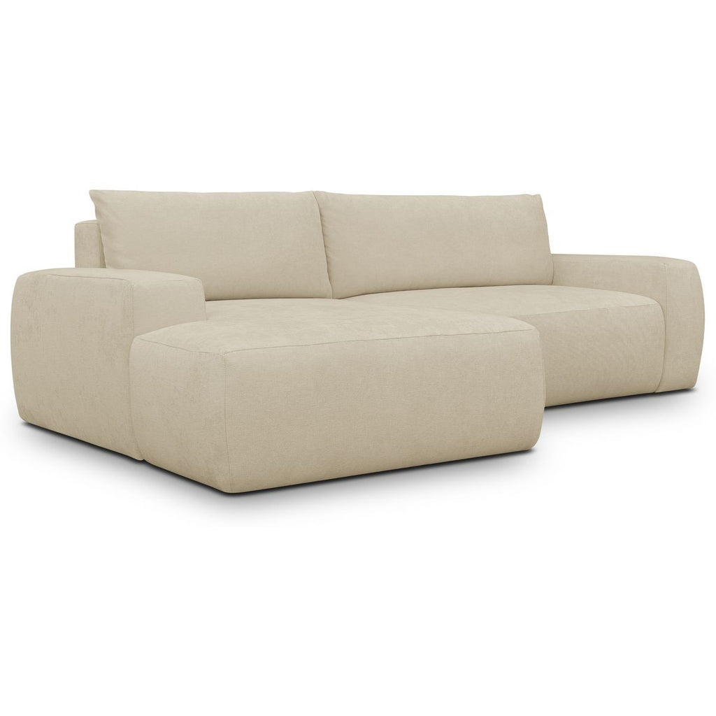 Sonny - Canapé d'Angle Gauche Convertible 3 Places en Tissu Chenille - Beige Foncé
