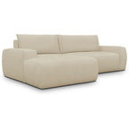 Sonny - Canapé d'Angle Gauche Convertible 3 Places en Tissu Chenille - Beige Foncé